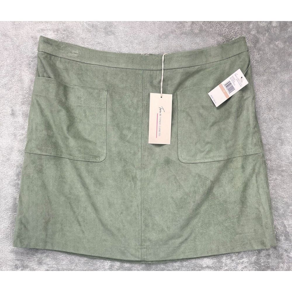 NWT Two By Vince Camuto Faux Suede Mini Skirt Sage 12 Retro Spice MSRP $89